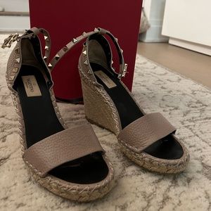 Valentino Rockstud Espadrille Wedge